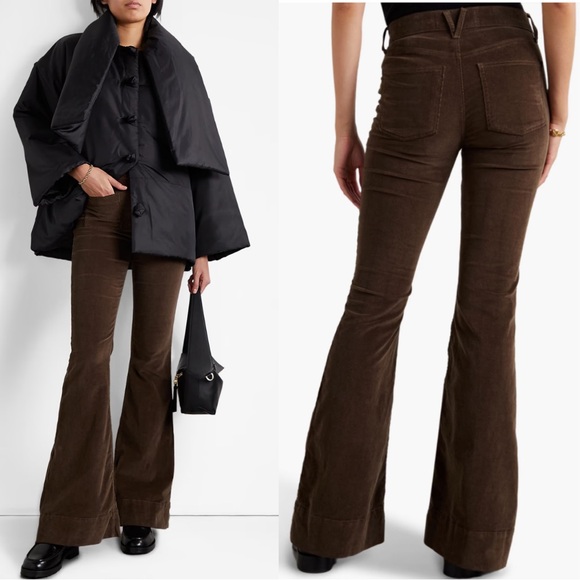 Veronica Beard Sheridan Bell Bottom Flare Corduroy Pants in Brown Size 25 - Picture 4 of 15